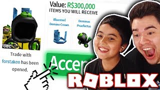 TOFUU BUYS MY LITTLE BROTHER A DOMINUS 300000 ROBUX SPENT Roblox [upl. by Stanley]