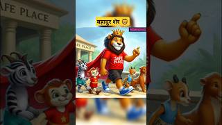 बहादुर शेर 🦁। bahadur sher  cartoon animallover shorts hindikahani [upl. by Seidler]