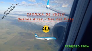 Vuelo a Mar del Plata en Premium Economy Aerolineas Argentinas AR1602  Febrero 2024 🇦🇷 ✈ [upl. by Blankenship]