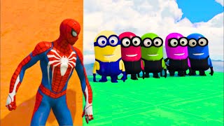 GTA 5 Crazy Ragdolls RED SPIDERMAN VS YELLOW MINION VS RED MINION Euphoria Physics and Funny Fails [upl. by Brandy]