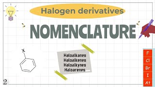 NOMENCLATURE OF HALOGEN DERIVATIVES  COMMON AND IUPAC SYSTEM CLASS 12 [upl. by Cibis]