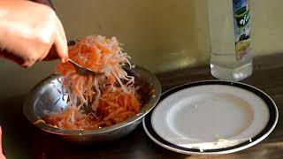 HOW TO  HOMEMADE CABBAGE SALAD WITH VINEGAR PLUS RAW CARROTS COLESLAW [upl. by Devaj628]