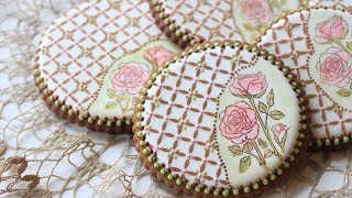 How to Stamp and Stencil a Cookie aka Rose Lattice Cookie [upl. by Annahs]