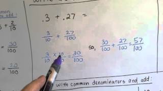 Grade 4 Math 96 Add Fractional Parts of 10 and 100 [upl. by Genia]