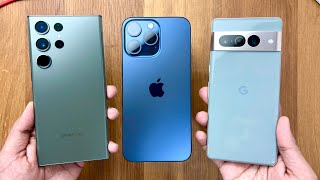 iPhone 15 Pro Max vs Samsung S23 Ultra vs Google Pixel 7 Pro [upl. by Lemmie]