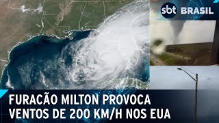 Milton antes da chegada do furacão na Flórida tornados devastam cidade  SBT Brasil 091024 [upl. by Lashar646]