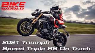 2021 Triumph Speed Triple 1200 RS First Ride On Track [upl. by Cailean]