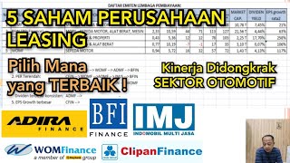 Saham SEKTOR LEASING Kendaraan  CFIN ADMF BFIN WOMF IMJS Pilih Mana [upl. by Declan90]