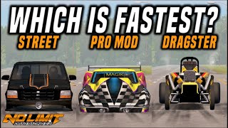 Street Vs Division X Vs Dragster Cars  Which Is Fastest  No Limit Drag Racing 20 [upl. by Aw828]