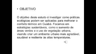 Apresentação2 Conforto Térmico em Cuiaba [upl. by Haleak]