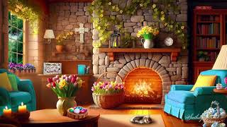 Easter At Grandmas A Cozy Fireplace Ambience with Gentle Chimes amp Relaxing Spring Nature Sounds [upl. by Balfore]