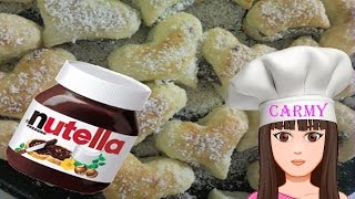 Ricetta cuoricini nutellosi Ricetta facile e veloce con pasta sfoglia e nutella di Carmy [upl. by Asatan]