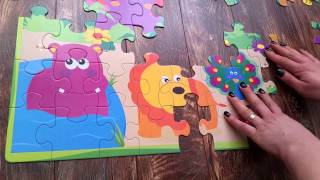 Giant puzzle for kids with animals  lion hipo giraffe tiger elephant [upl. by Carolyn]