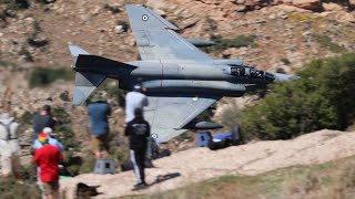 THE LEGENDARY F4 PHANTOMS FLYING LOW IN THE GREEK MACH LOOP  4K [upl. by Ahsinotna]