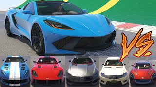 GTA 5  Top Speed Drag Race Coquette D10 vs Top 5 Sports Cars [upl. by Karine199]