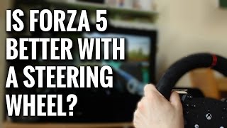 Is Forza 5 Better With A Steering Wheel  Mad Catz Xbox One Steering Wheel Review [upl. by Tychon]