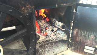 Custom Locomotive smoker at AJs on main in grapevine tx Very cool pit smoker [upl. by Akimed]