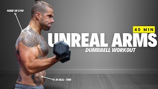 40 Min Arm Workout At Home with dumbbells for unreal pump [upl. by Urson]