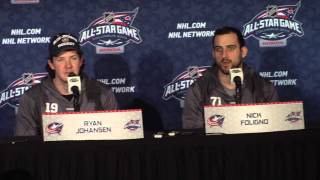 NHL AllStar Skills Competition Press Conference Ryan Johansen and Nick Foligno [upl. by Adnorehs]