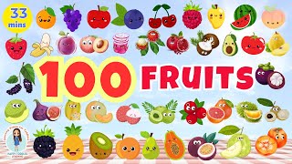 100 FRUITS NAME for Toddlers First Words for Babies  Learning Videos for Kids  English Vocabulary [upl. by Naot]