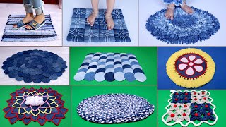 10 Beautiful Doormat Making  Old Clothes Reuse Idea  Jeans Handmade Things [upl. by Lynnea704]