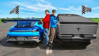 Tesla Cybertruck vs Porsche 911 GT3 RS  DRAG RACE [upl. by Akimahc]