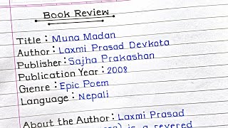 Book Review Writing On Muna Madan In English Book Review Writing Class 12 Muna Madan [upl. by Vil]