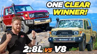 V8 vs 4 Cylinder LandCruiser Dyno Tuning shootout New 79 Series compared towing amp offroad [upl. by Duahsar]