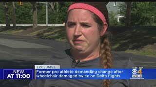 Denna Laing demands changes after wheelchair damaged twice on Delta flights [upl. by Inaflahk]