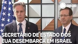 Secretário de Estado dos EUA desembarca em Israel [upl. by Standford865]