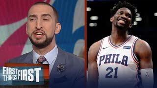 Nick Wright on Embiid Simmons playoff chances with 76ers Warriors vs Spurs  FIRST THINGS FIRST [upl. by Haerb]