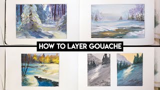 Gouache Landscape Tutorial ✶ How to layer gouache  Color Master Studies [upl. by Rollins]