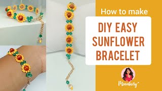 DIY Seed Bead Sunflower Bracelet Tutorial  StepbyStep Guide [upl. by Allets]