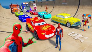 GTA V SPIDERMAN 2 FIVE NIGHTS AT FREDDYS POPPY PLAYTIME CHAPTER 3 Join in Epic New Stunt Racing [upl. by Ellimaj]