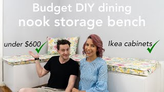 Budget DIY dining nook and storage bench [upl. by Yeta]