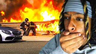 DID HE SURVIVE Pzo Reacts to Grosjeans Insane Fireball Crash  Formula 1 Drive To Survive S3 [upl. by Ellah]