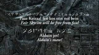 Elder Scrolls V  Sons of Skyrim extended with Dovah  Draconic lyrics [upl. by Nnewg]