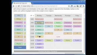 Drag and drop table content with JavaScript  School timetable [upl. by Nairrot904]