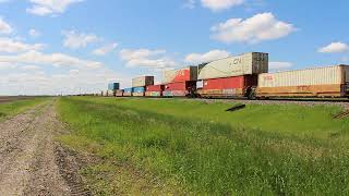 Westbound CN Train Intermodal and Eastbound CN Train Work Train Wednesday June 12 2024 [upl. by Krisha]