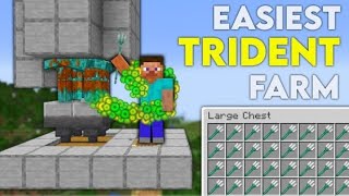 Minecraft EASIEST Trident Farm  Drowned Farm 121 [upl. by Aliet]