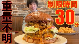 【大食い】失敗15000円‼︎ 意味不明サイズのハンバーガーと大量のポテトに制限時間30分で挑んだ結果【高カロリー】【しのけん】【モッパン】대식 BigEater Challenge Menu [upl. by Ahsilyt]