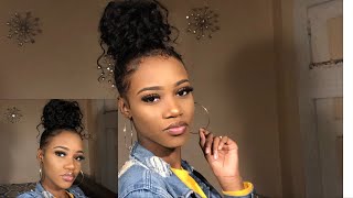 HOW TO easy curly messy bun with weave  Klaiyi hair unsponsored review ClaireFendy [upl. by Jovi]