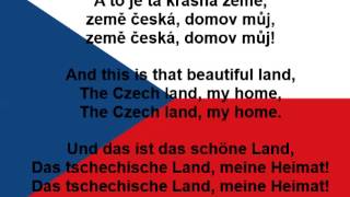 Česká hymna  Czech anthem  Tschechische Nationalhymne lyrics text [upl. by Nivac]