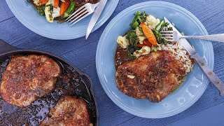 OrangeGlazed Pork Chops Roasted Vegetable Medley and Almond Rice Pilaf [upl. by Loriner]