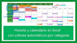 Excel  Horario y calendario en Excel con colores automáticos Tutorial en español HD [upl. by Saudra]