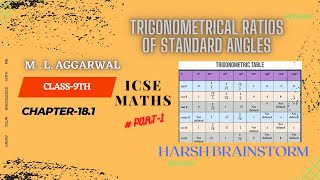 CHAPTER18  ML AGGARWAL  CLASS9th  ICSE  TRIGONOMETRICAL RATIOS OF STANDARD ANGLES part 1 [upl. by Esoj271]