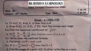 Class 9 optional mathematics third terminal question paper 2080✌️😎 [upl. by Lebazi182]