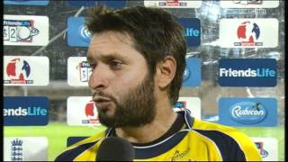 Shahid Afridi Man Of The Match Interview  Hampshire v Sussex FLT20 270611 [upl. by Analos]