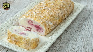 BAISERROLLE  PavlovaRolle mit Himbeeren  das einfachste Rezept [upl. by Turro383]