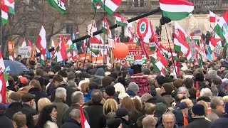 Zahlreiche Demonstrationen in Budapest [upl. by Barthold]